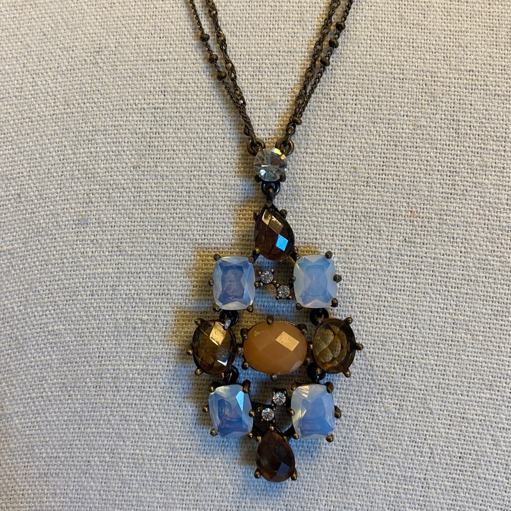 Vintage Multi-Stone (faux citrine & moonstone) Pendant Necklace